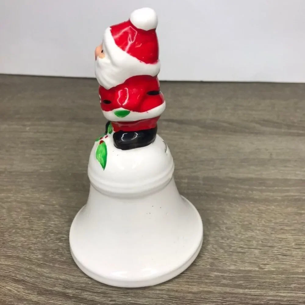 Vintage Santa Claus Christmas Ceramic Dinner Bell NIB